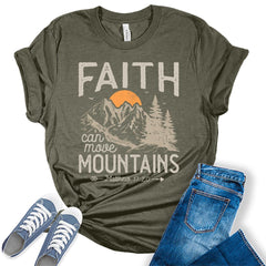 Faith Can Move Mountains Matthew Christian Womens Graphic T-shirt