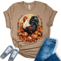 Aesthetic Cottagecore Rooster Fall Pumpkin Women's Graphic Tee
