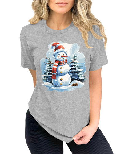 Cute Snowman Shirt Merry Christmas Shirts for Women Cottagecore Graphic Tees