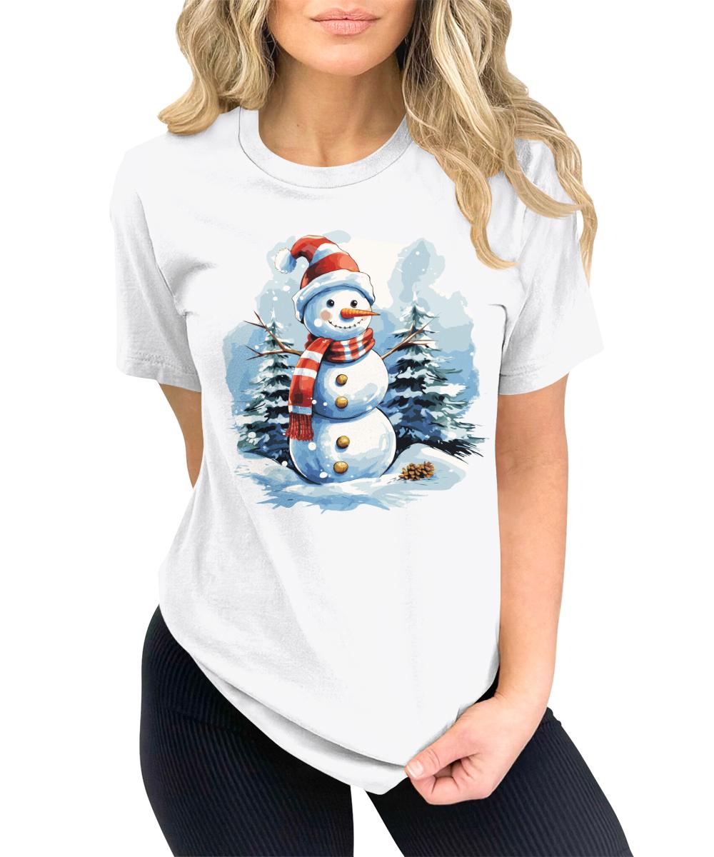 Cute Snowman Shirt Merry Christmas Shirts for Women Cottagecore Graphic Tees