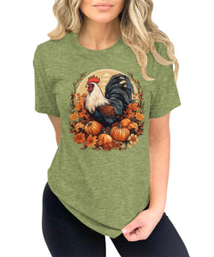 Aesthetic Cottagecore Rooster Fall Pumpkin Women's Graphic Tee