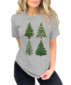 Evergreen Trees Funny Womens Christmas Graphic T-shirt