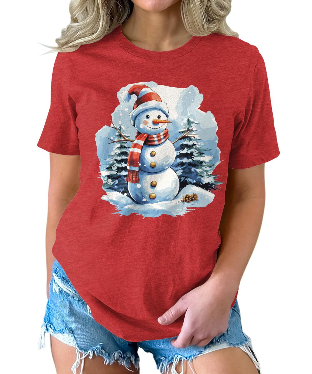 Cute Snowman Shirt Merry Christmas Shirts for Women Cottagecore Graphic Tees