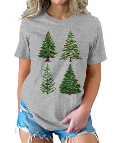Evergreen Trees Funny Womens Christmas Graphic T-shirt