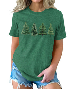 Evergreen Trees Womens Funny Christmas Graphic T-shirt