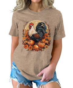 Aesthetic Cottagecore Rooster Fall Pumpkin Women's Graphic Tee