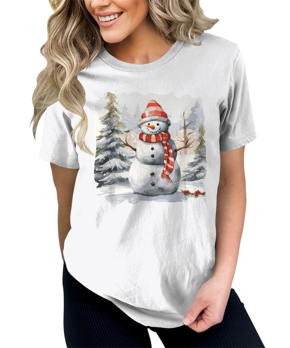 Merry Christmas Shirts for Women Holiday Snowman Cute Winter Graphic Tees