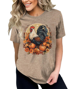 Aesthetic Cottagecore Rooster Fall Pumpkin Women's Graphic Tee