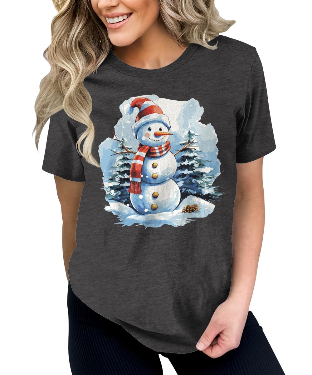 Cute Snowman Shirt Merry Christmas Shirts for Women Cottagecore Graphic Tees