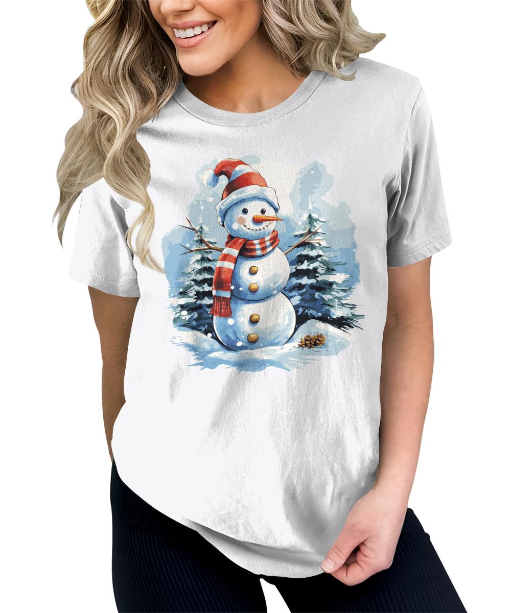 Cute Snowman Shirt Merry Christmas Shirts for Women Cottagecore Graphic Tees