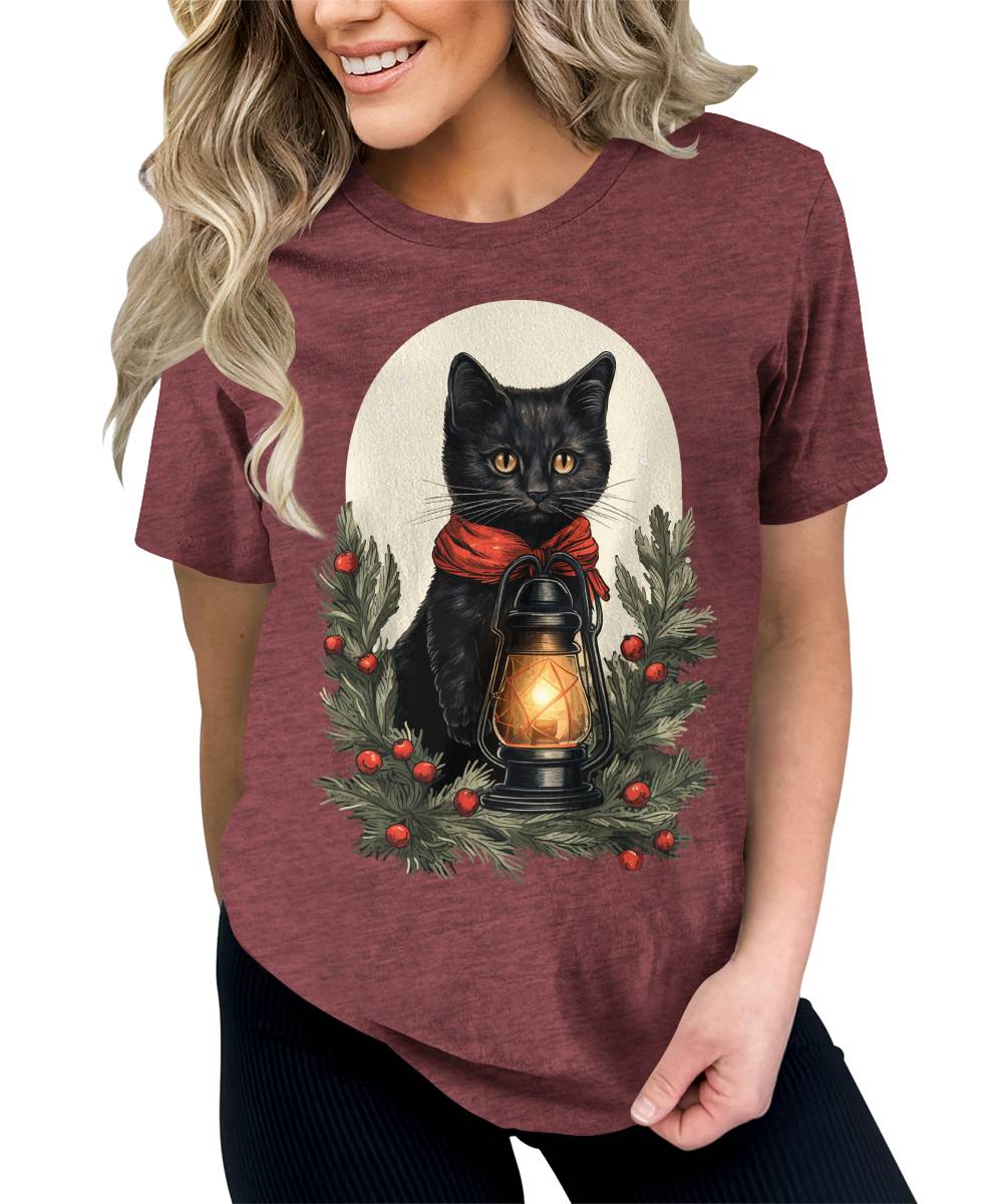 Cat Shirt Cute Christmas Tshirts for Women Plus Size Holiday Graphic Tees