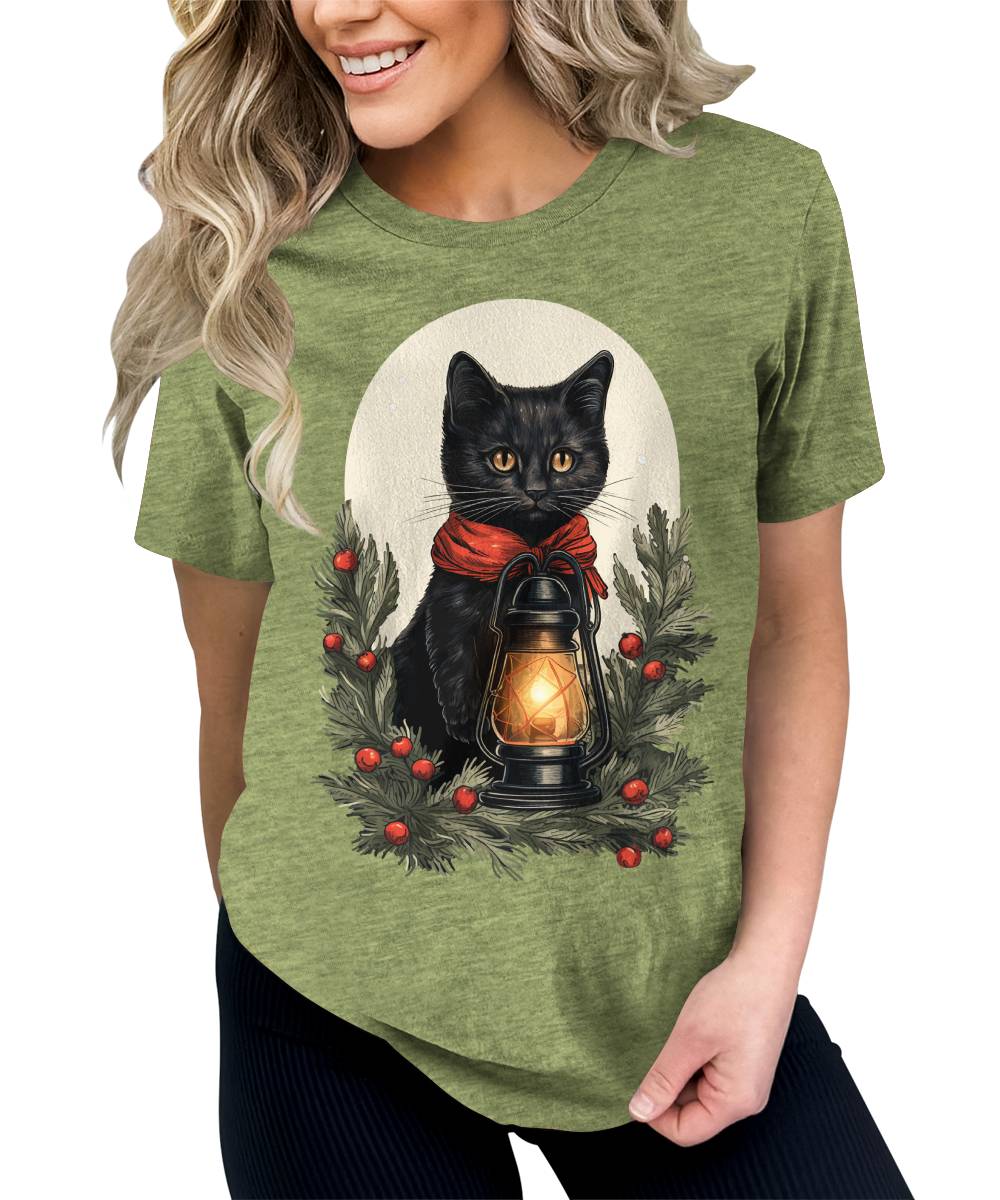 Cat Shirt Cute Christmas Tshirts for Women Plus Size Holiday Graphic Tees