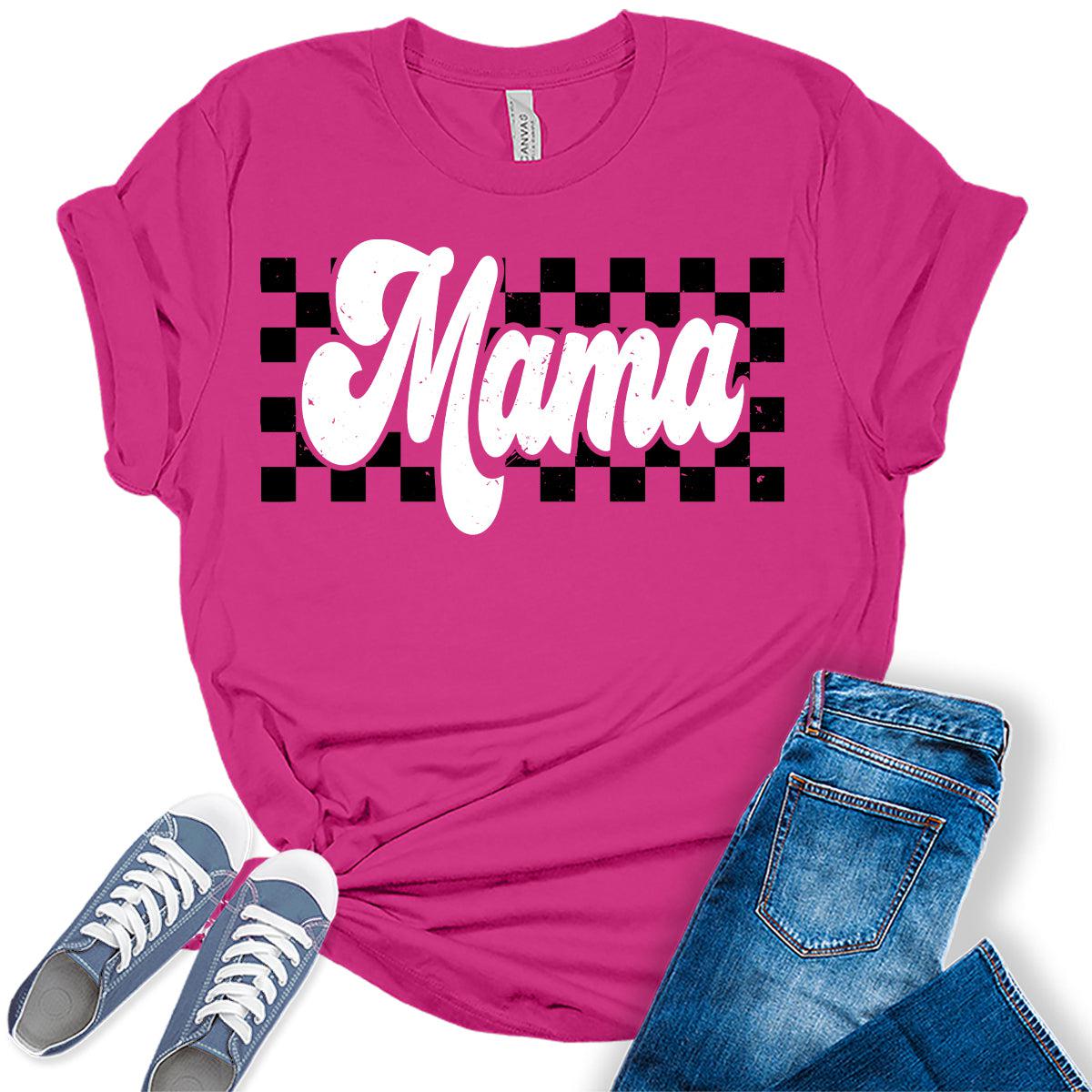 Mama Shirt Retro Mom T Shirt White Letter Print Mothers Day Vintage Graphic Tees for Women