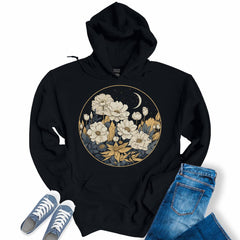 Cottagecore Floral Print Graphic Hoodies for Women Vintage Hooded Sweatshirt