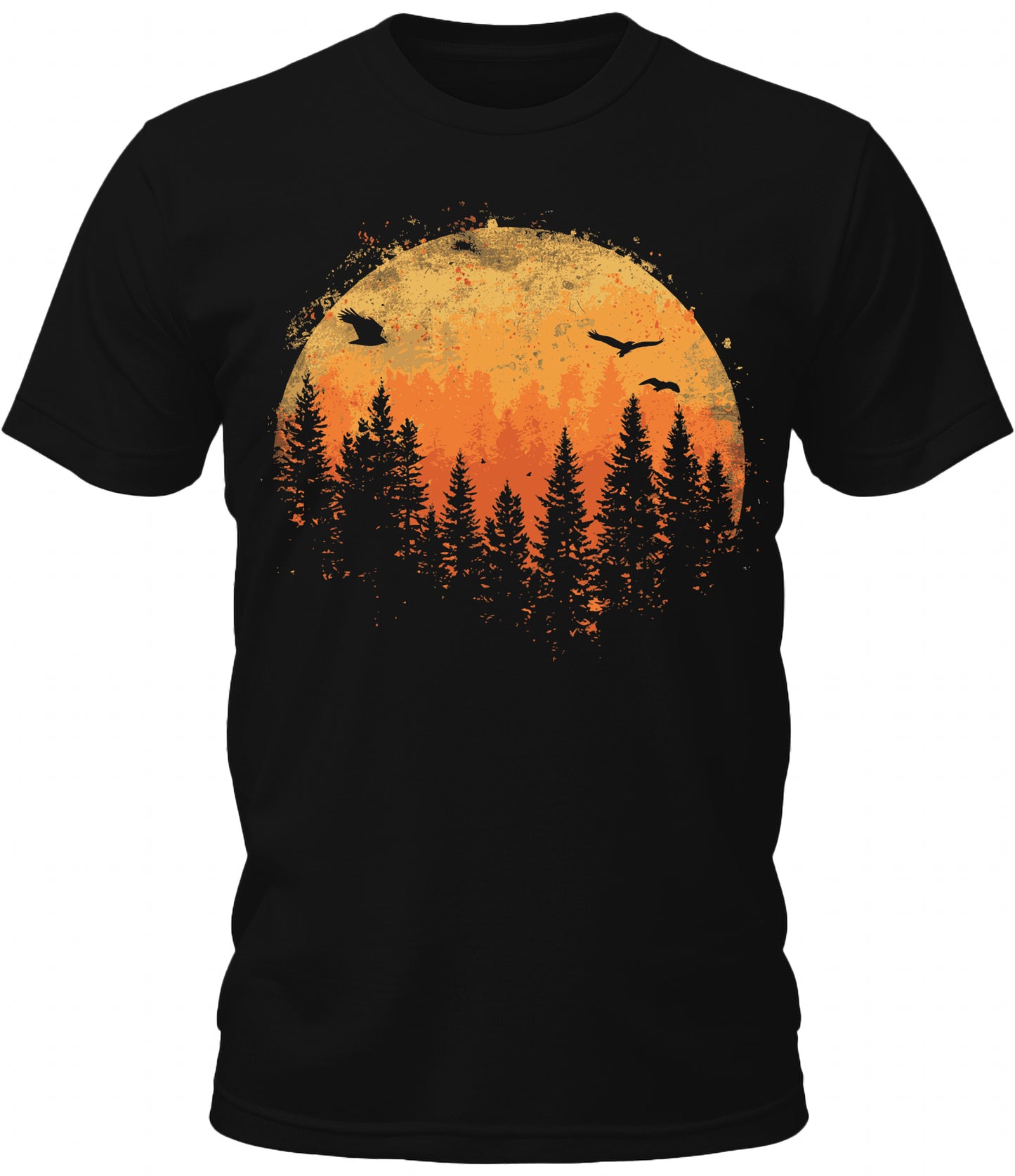 Mens Forest Sunset Shirt Woodland Outdoor Camping Short Sleeve Premium Funny Graphic Tees