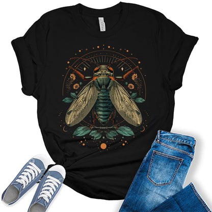 Womens Cicada Insect Shirt Brood 2024 Graphic Tees