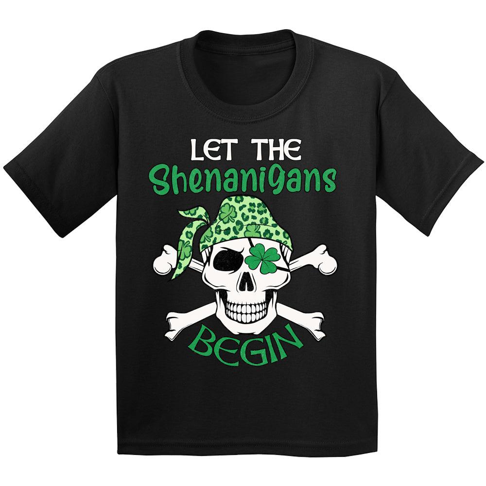 Let The Shenanigans Begin T Shirt St Patricks Day Shirt Kids Clothes Boys Girls Short Sleeve Graphic Tees