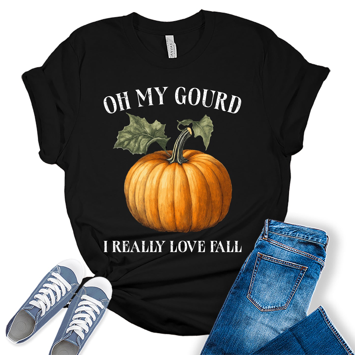 Womens Oh My Gourd I Love Fall Thanksgiving Graphic Tees