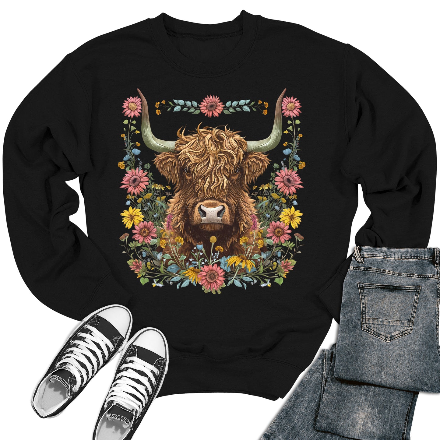 Women's Highland Cow Crewneck Sweatshirt