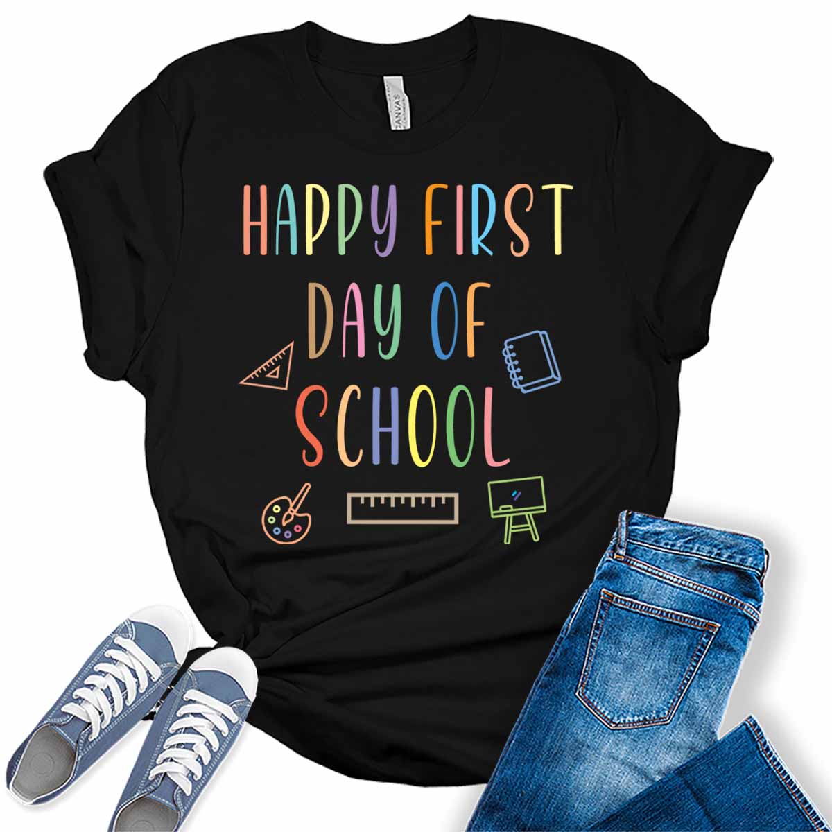 Happy First Day Of School Women's Teacher Graphic Tee