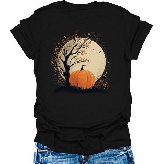 Pumpkin Shirt Boho Halloween Tee Short Sleeve Fall Plus Size Tops for Women