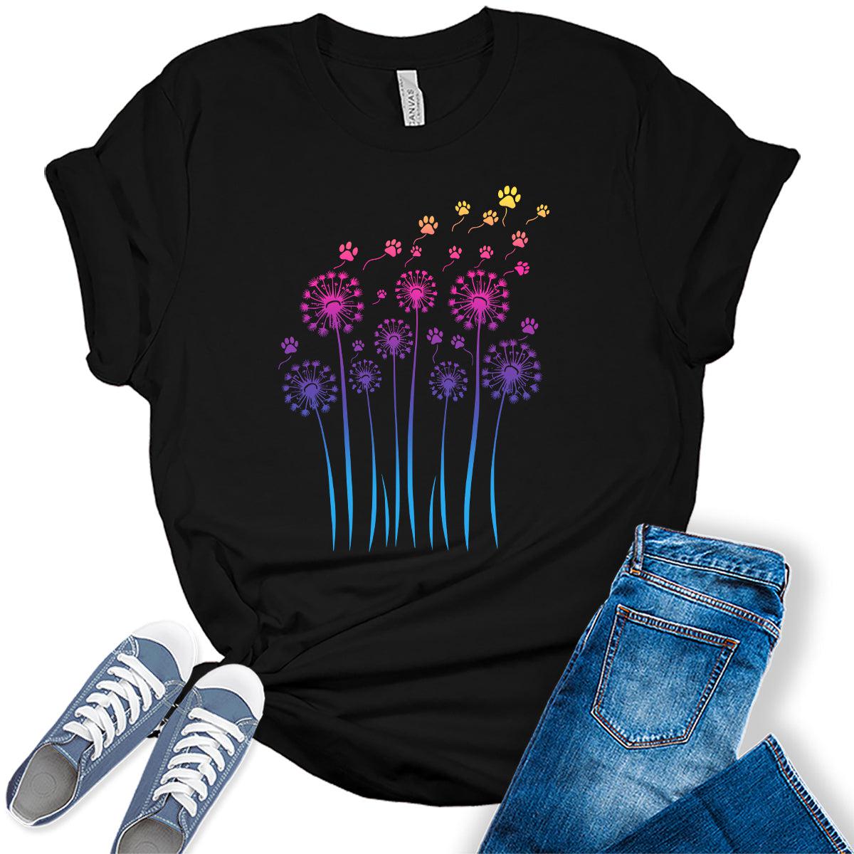 Womens Dandelion Paw Print Graphic Tees