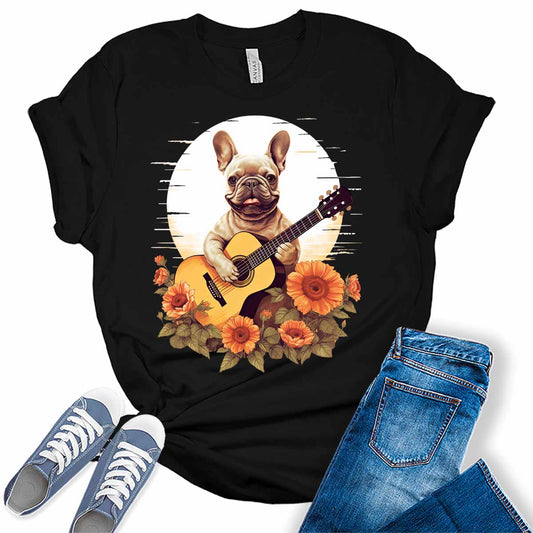 Womens Funny French Bulldog Shirt Dog Lover Tshirts Cute Short Sleeve Bella Graphic Tees Casual Summer Tops