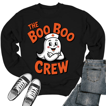 Boo Boo Crew Nurse Sweatshirt Halloween Ghost Retro Crewneck Sweater