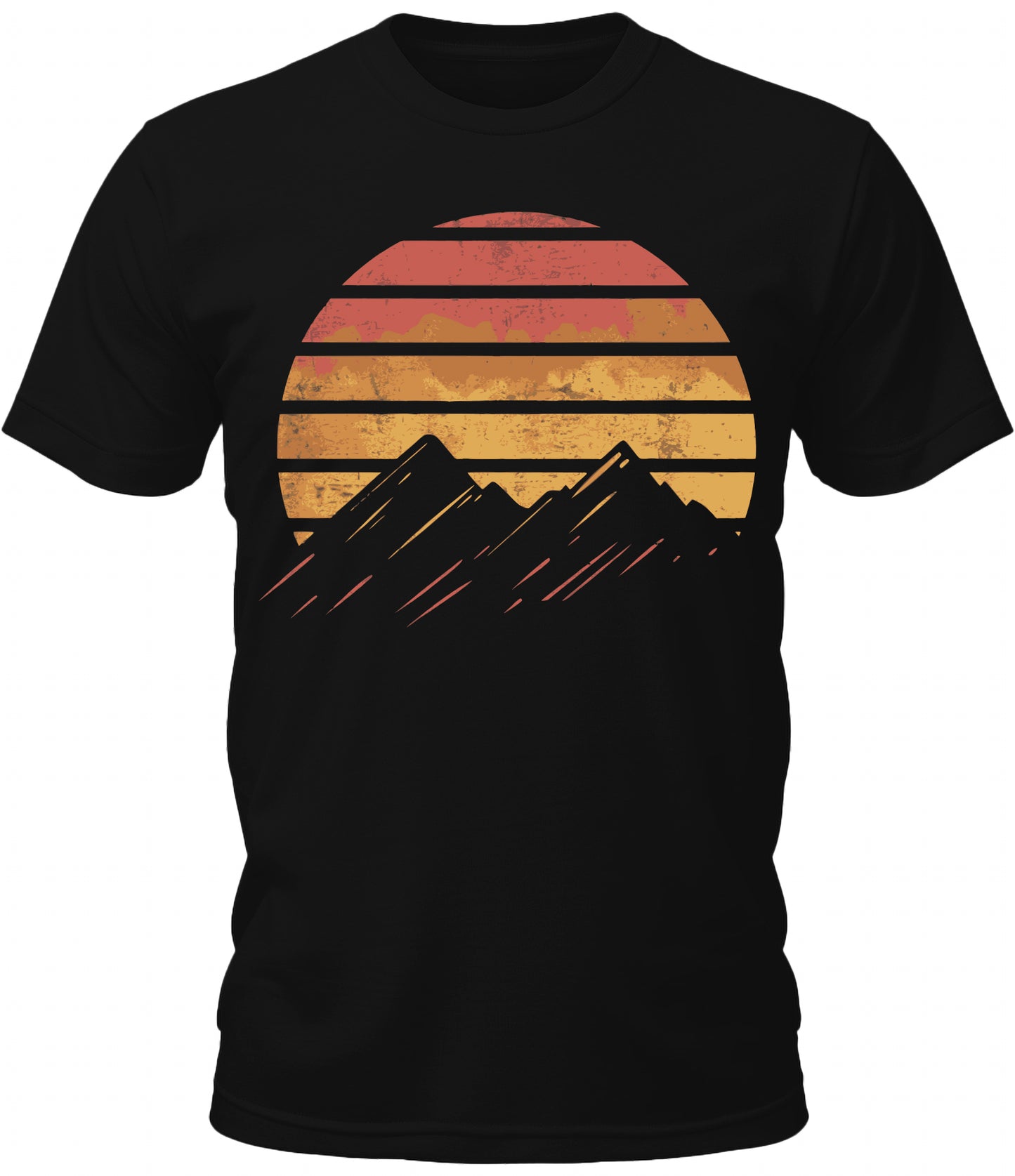 Mens Fall Retro Sunset Camping Mountain Graphic Tee Cool Premium Tshirt