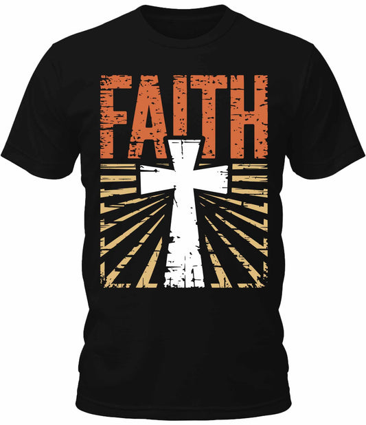 Men's Faith Christian Cross Retro Vintage Graphic Tee Cool Premium Tshirt