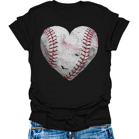 Baseball Shirts Women Baseball Mom Tshirt Baseball Heart Graphic Tee Game Day Gifts Funny Short Sleeve Tops