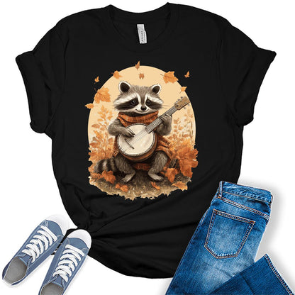 Womens Racoon Shirt Music Animal Graphic Tees