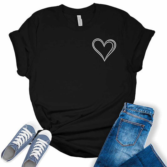 Women's Heart Graphic Print T Shirtsummer Funny Short Sleeve Tops for Teen Girl