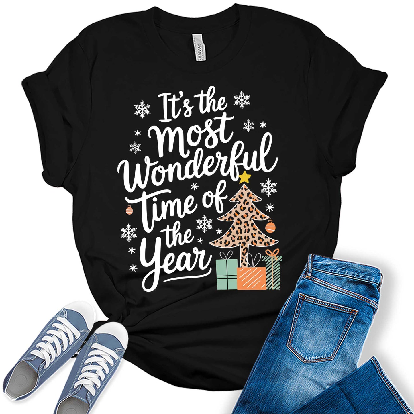 Women's Most Wonderful Time of The Year Plaid Christmas Graphic Tees