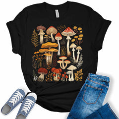 Mushroom Shirt Cottagecore T Shirt Trendy Plus Size Graphic Tees for Women