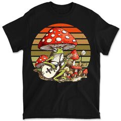 Frog Playing Guitar Vintage Sunset Cottagecore Aesthetic Men's Graphic Tee