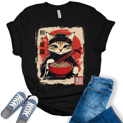 Cat Ramen Noodle Japanese Anime Manga Ramen Kawaii Cat T-Shirt