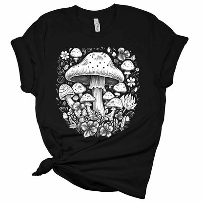 Aesthetic Mushroom Collage White Women's Graphic Tee