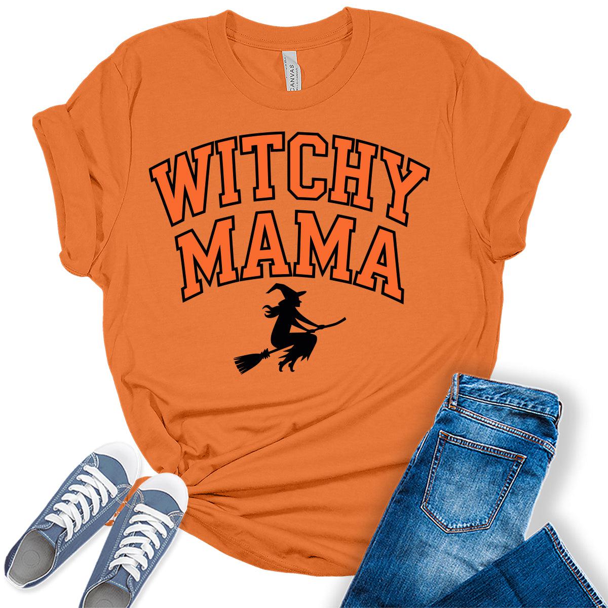 Women's Halloween Witchy Mama Shirt Short Sleeve Graphic Tees