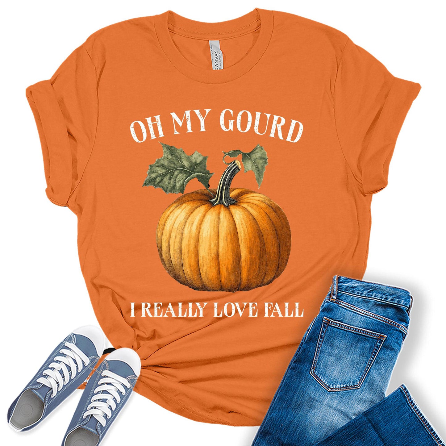 Womens Oh My Gourd I Love Fall Thanksgiving Graphic Tees