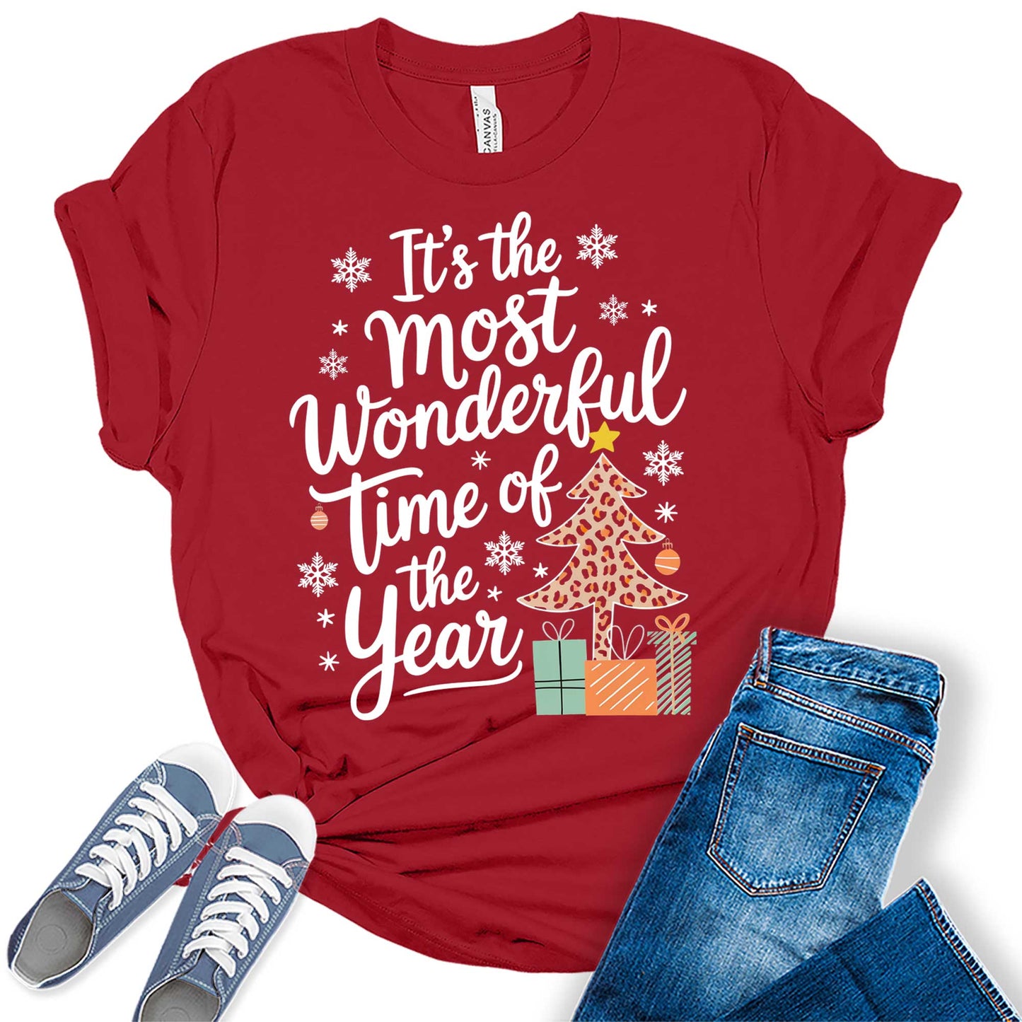 Women's Most Wonderful Time of The Year Plaid Christmas Graphic Tees