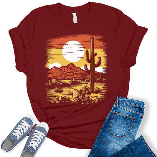 Desert Landscape Cactus Graphic Tees for Women