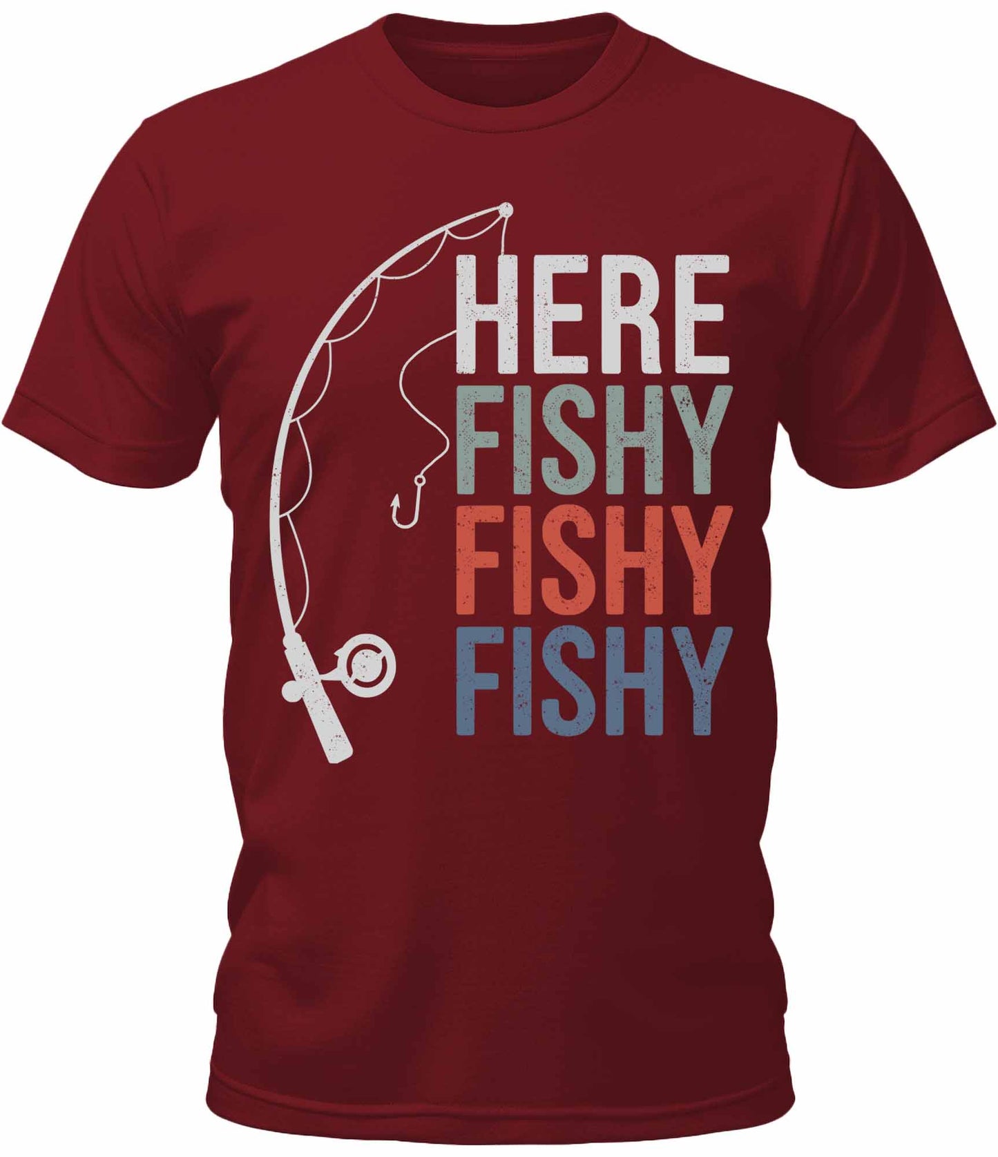 Men's Here Fishy Fishy Fishy Graphic Tee Cool Premium Fishing Tshirt