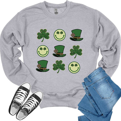 Tic Toc  Toe St Patrick's Day Paddy's Funny Crewneck Sweatshirt