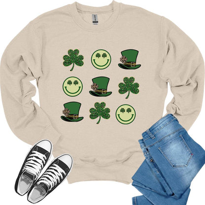 Tic Toc  Toe St Patrick's Day Paddy's Funny Crewneck Sweatshirt