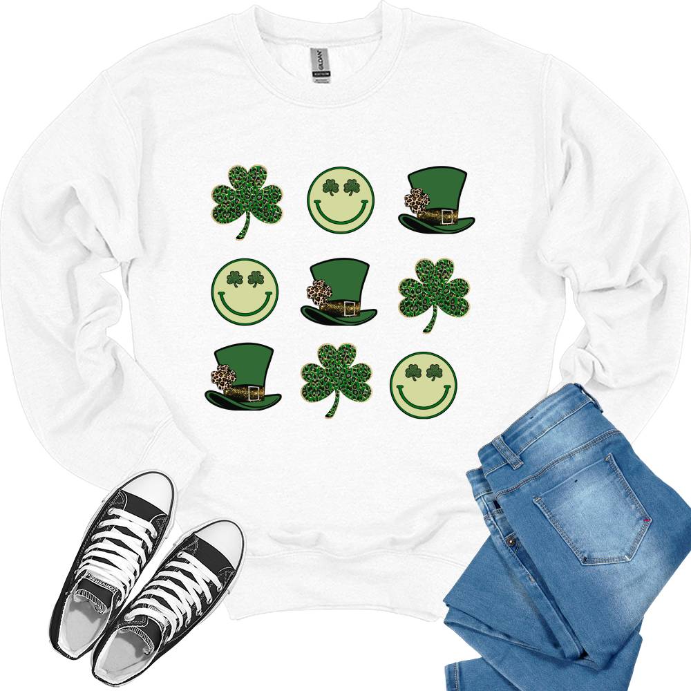 Tic Toc  Toe St Patrick's Day Paddy's Funny Crewneck Sweatshirt