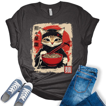 Cat Ramen Noodle Japanese Anime Manga Ramen Kawaii Cat T-Shirt