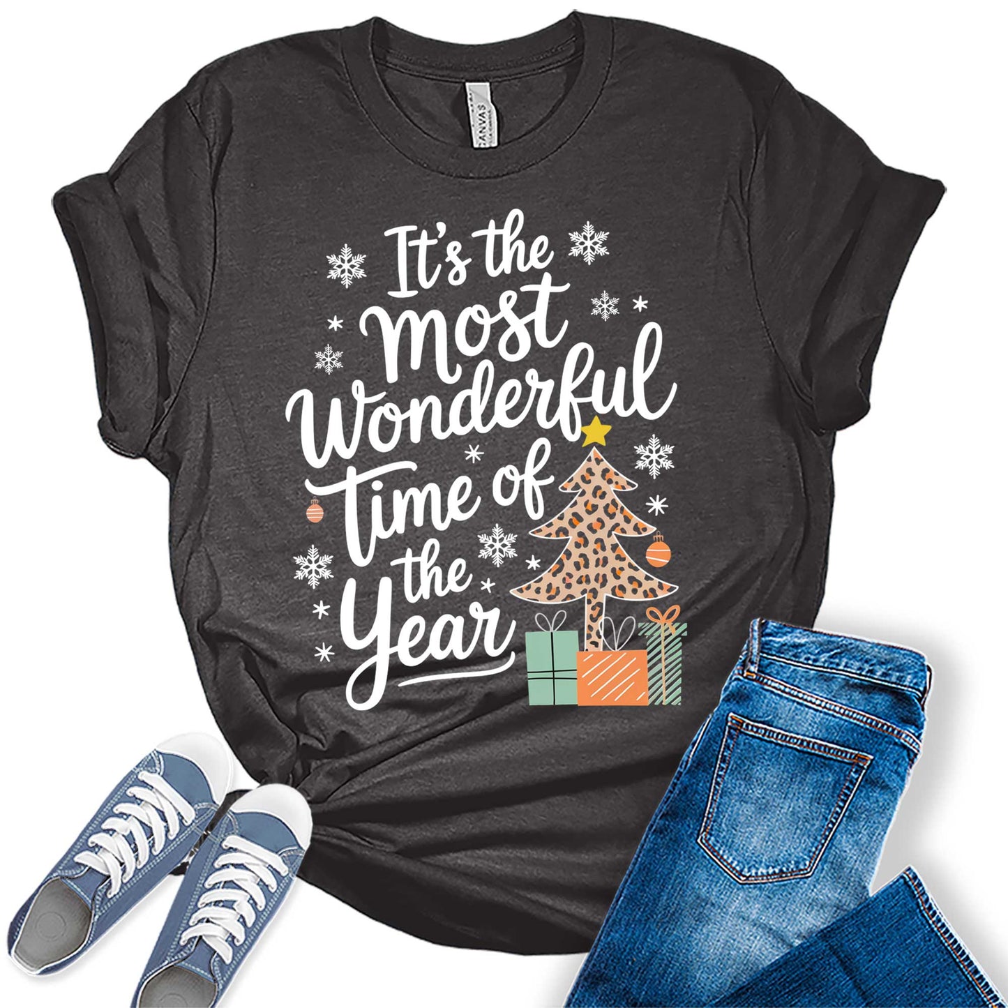 Women's Most Wonderful Time of The Year Plaid Christmas Graphic Tees