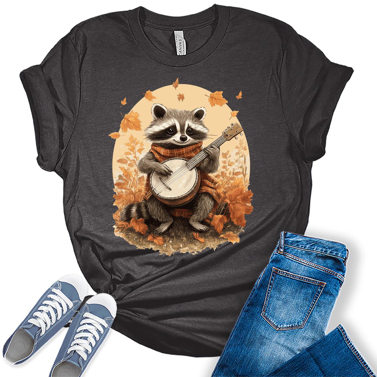 Womens Racoon Shirt Music Animal Graphic Tees