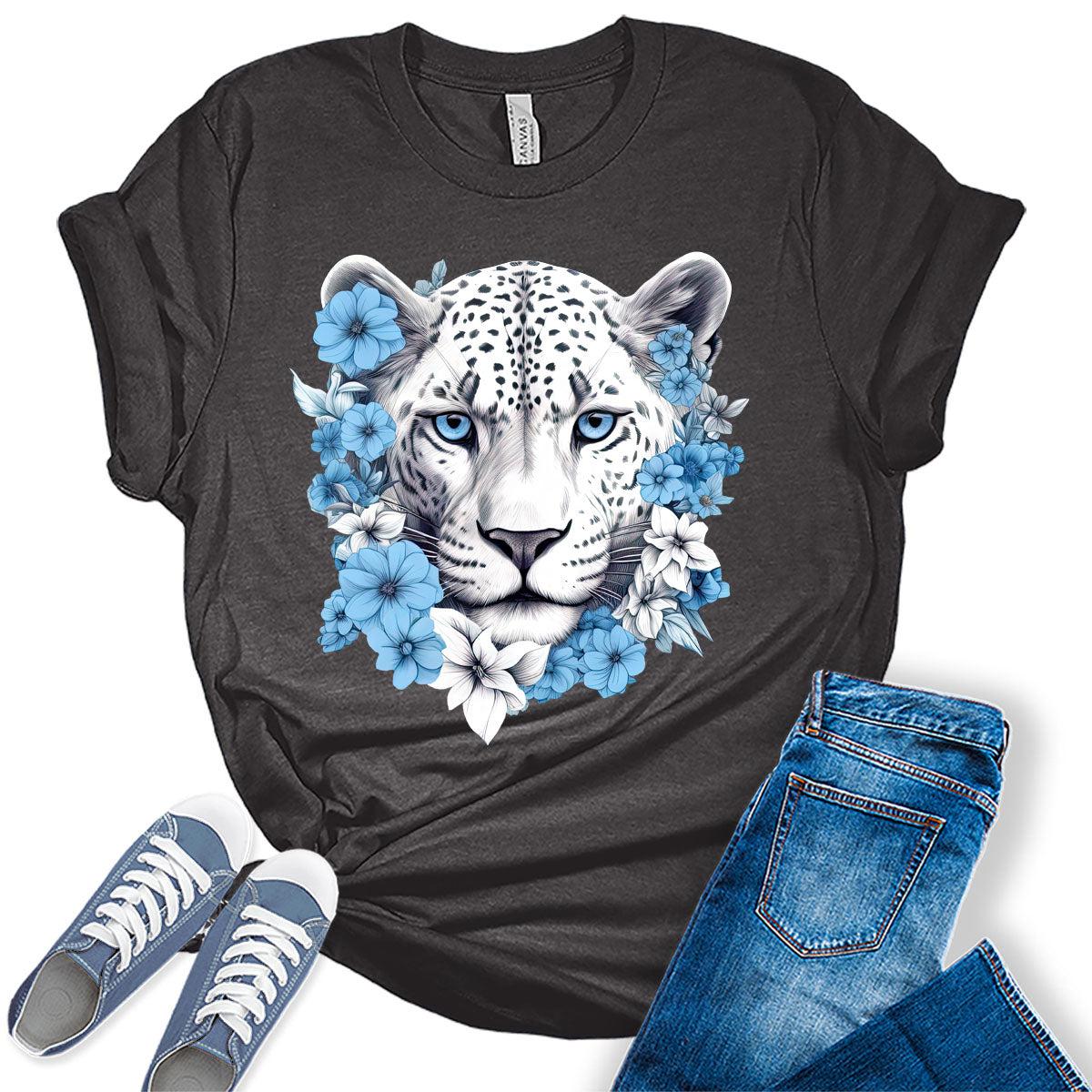 Womens Jaguar Shirt Cute Floral Trendy Tshirts Casual Bella Graphic Tees Summer Tops for Women